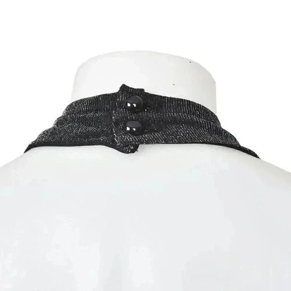 Vintage Kiki Halter Pleated Maxi Dress Metallic Silver Black Mobwife Size Medium - Picture 10 of 16